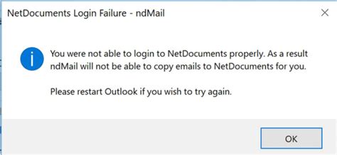 NetDocuments Login Failure .